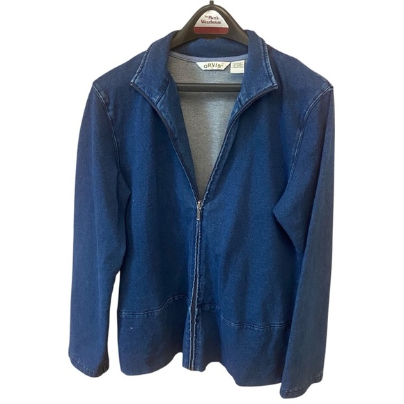 Orvis Women’s  Blue Denim Jacket Size M Full Zip Stretch Casual Outdoors Spring - Picture 1 of 13